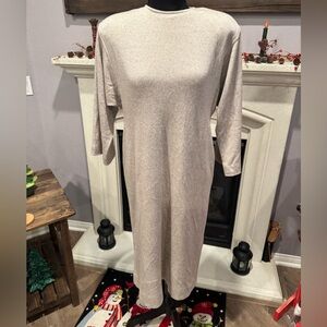 Vintage Castleberry Beige Midi Dress Size 8 Mink & Wool Blend 3/4 Length Sleeves